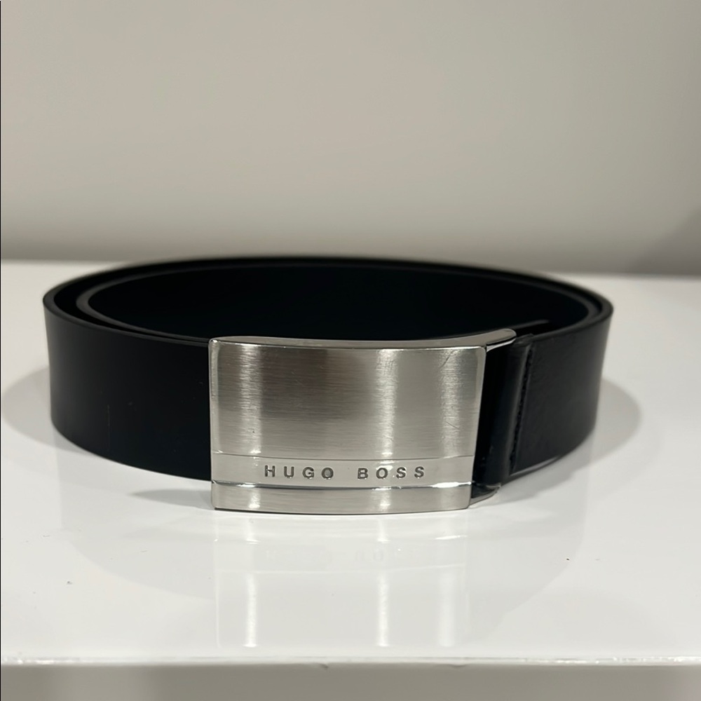 Hugo Boss Black Belt with Silver-Tone Buckle
